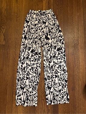 SHEIN Black & White Swirl Print Wide-Leg Pants